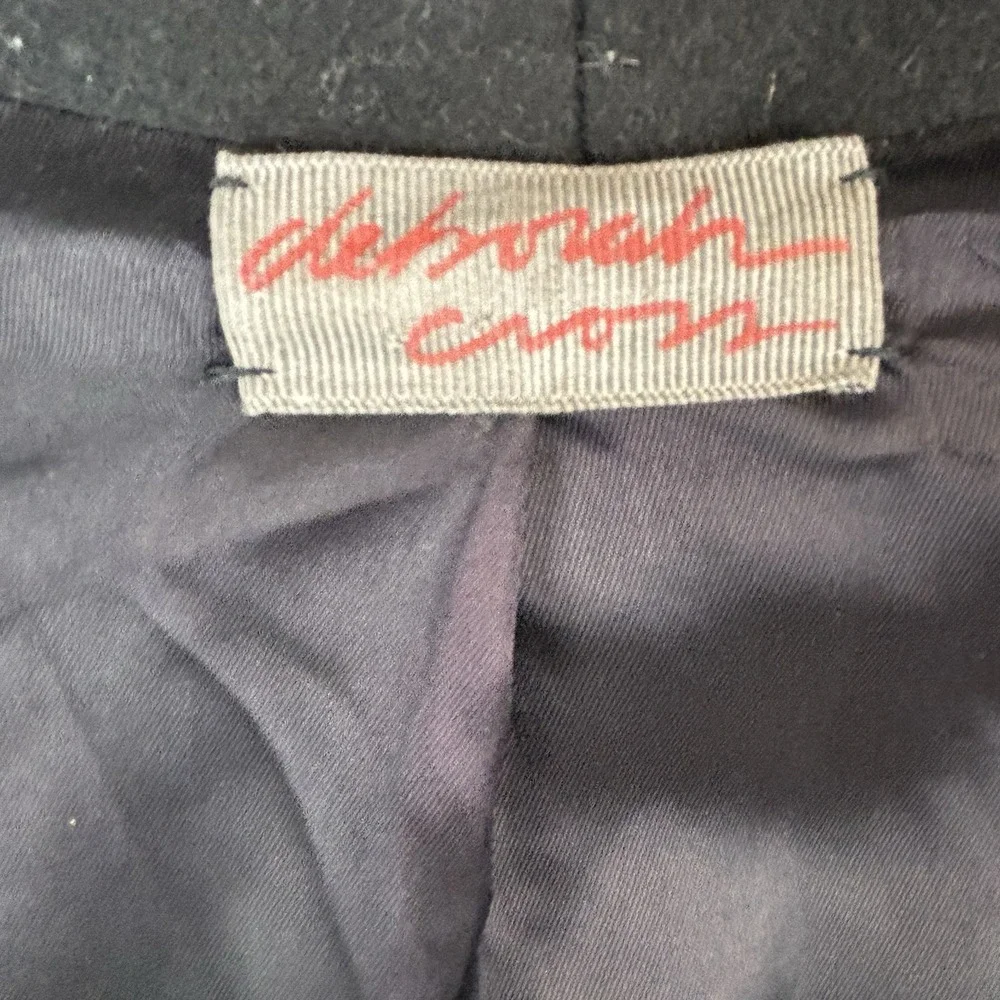 Vtg DEBORAH CROSS‎ Textile Artist Embroidered Patchwork Wool Coat Black One Size